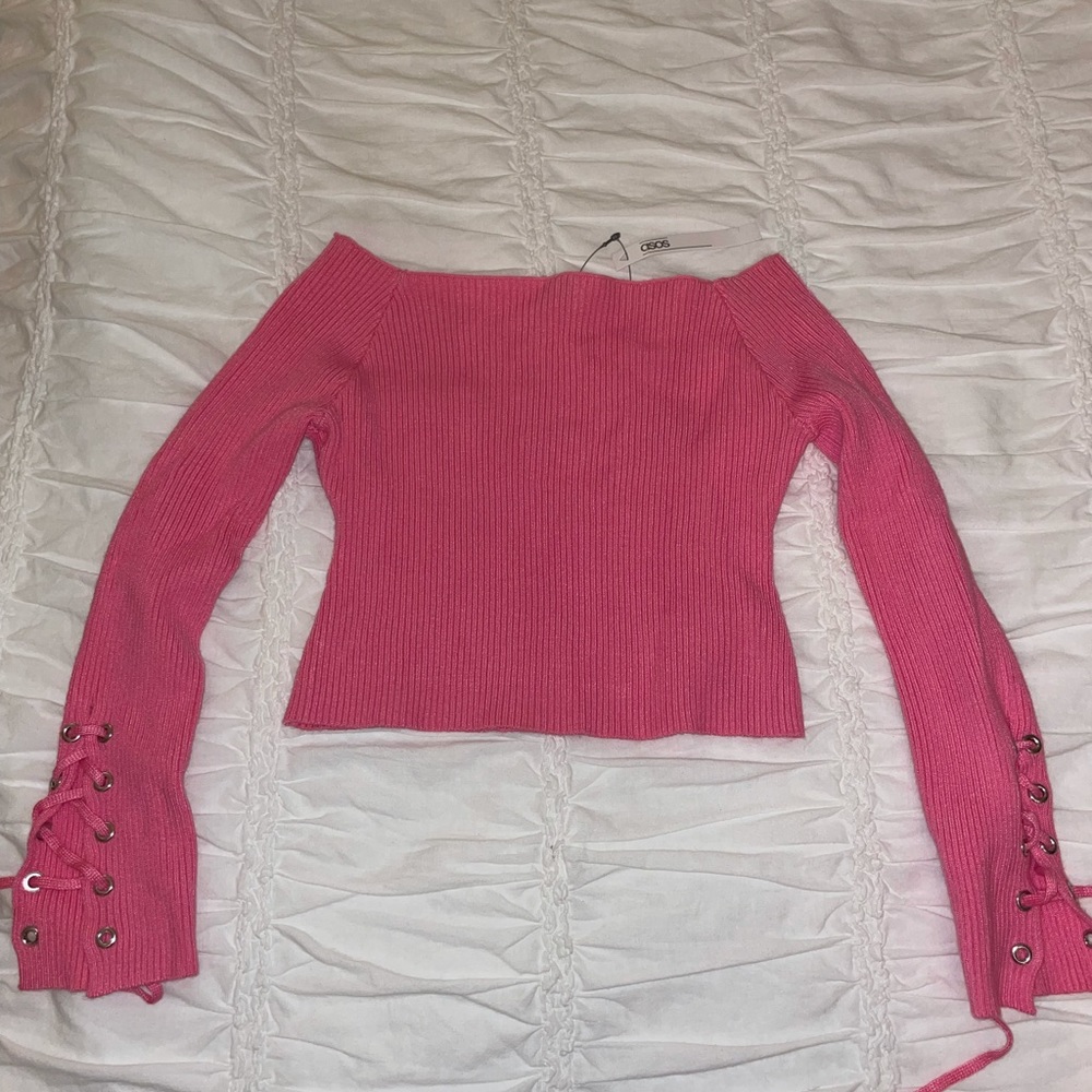Pink off the shoulder crop top